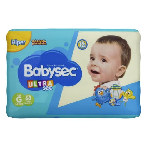 Pacote de fraldas Babysec Ultra Sec Hiper tamanho G